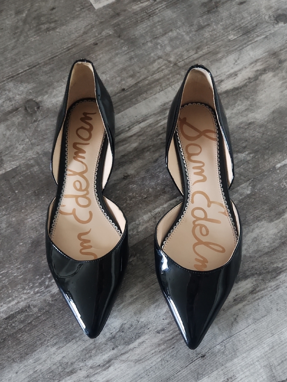Sam Edelman Black Patent Pointed D'Orsay Flats
